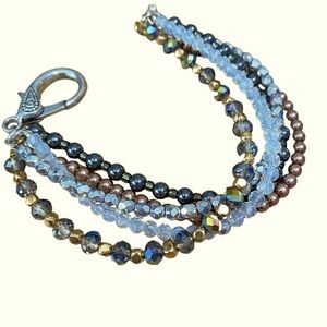 Boho CRYSTAL STRAND BRACELET, Handmade Cuff Bracelet